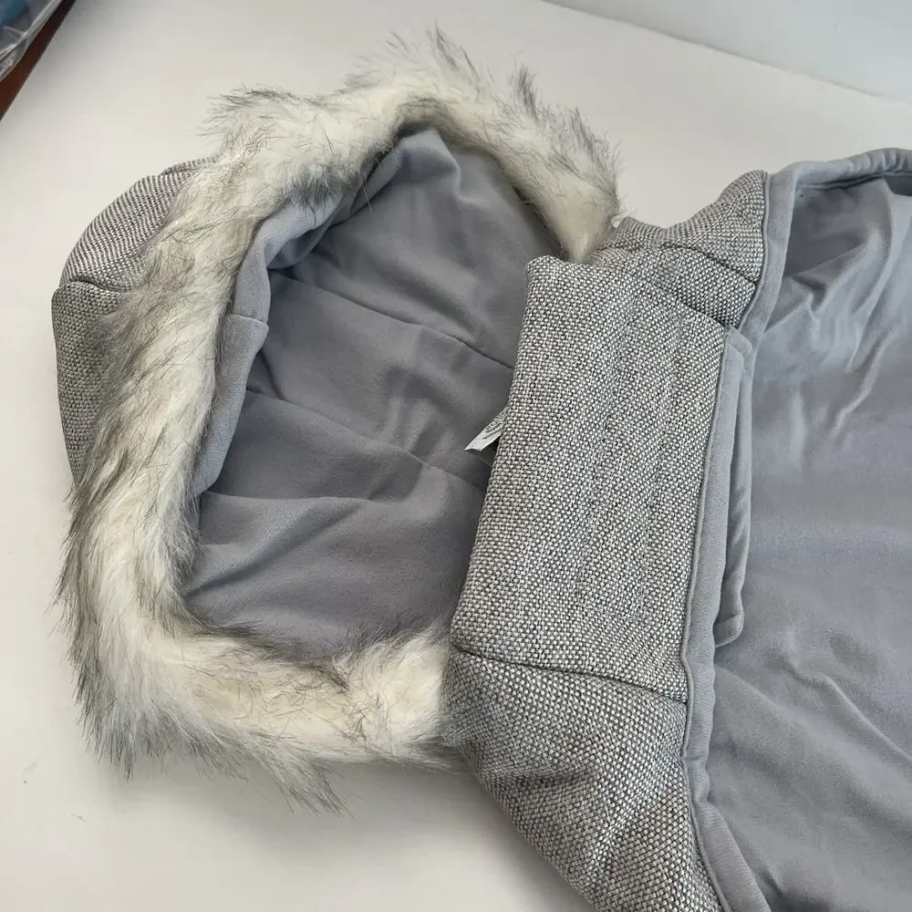 Boots & Barkley Hooded‎ Gray Vest Pet Apparel, Leg Hole Snaps Dog Puffer, Medium